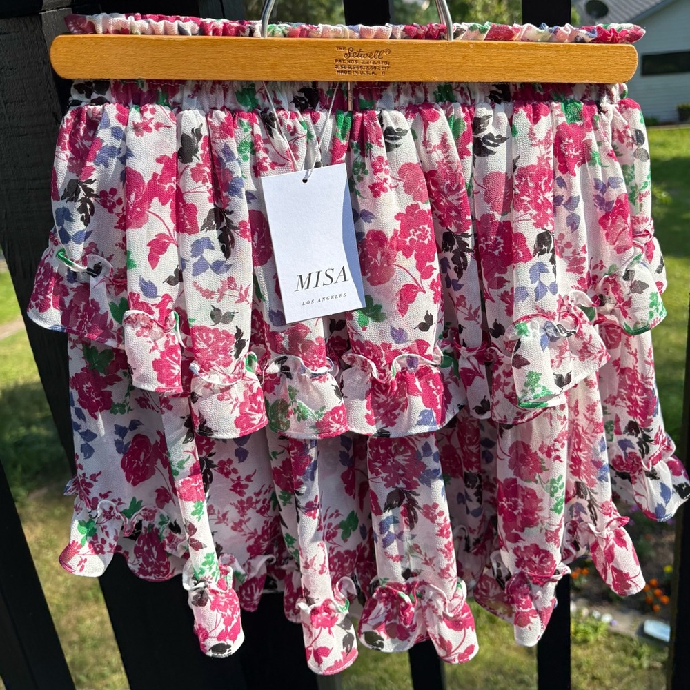 XS Misa Los Angeles Skirt- Manya -Peony Floral mini skirt NWT $198 Extra small - Picture 6 of 9
